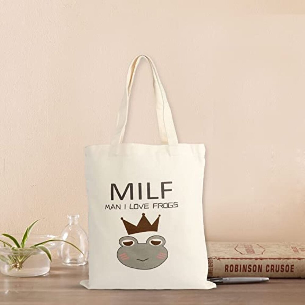 3/$30 Cream Tote Bag with Frog Design (NEW)